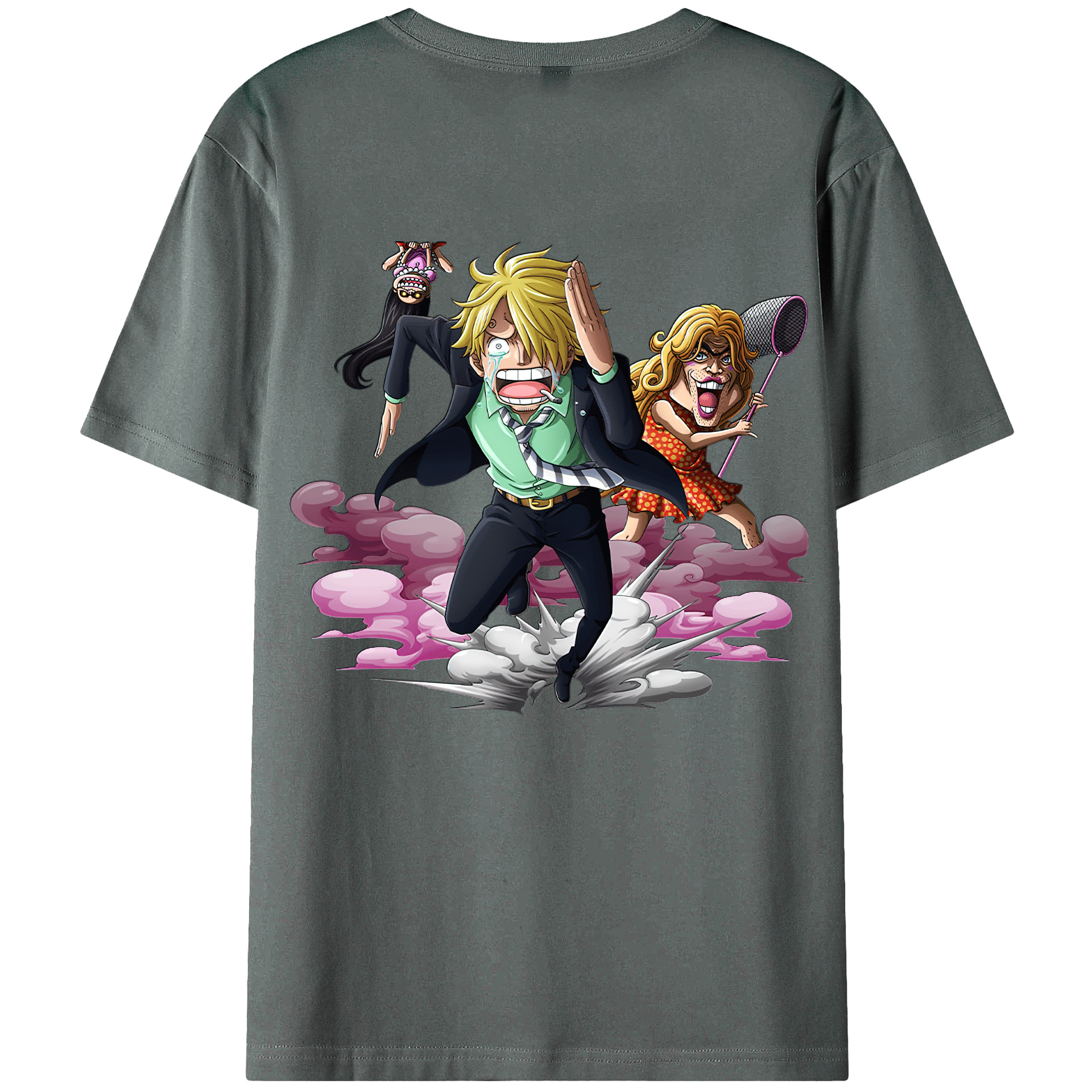 （画像用） ワンピース サンジ ONE PIECE Sanji 綿100％ メンズ半袖Tシャツ（バックプリント） 通気性